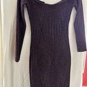 Long Sleeve Black & Purple Bodycon Dress